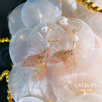 LACELIPS King fried type ~ Super fairy mermaid legend Phantom fish tail ear wire earrings Net red same earring female