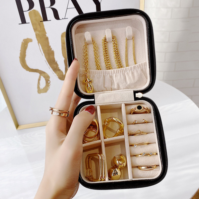Necklace Earrings First Accessories Box Ins Wind Portable Jewelry Ornament Containing Box Trumpet Large Capacity Travel Ornament Bag