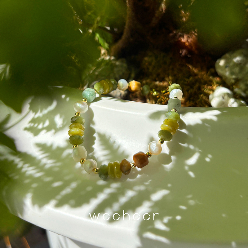 Weiqu·New Chinese Style Natural Green Peridot Bracelet Amazonite Stone Niche Light Luxury Beaded High-End Necklace