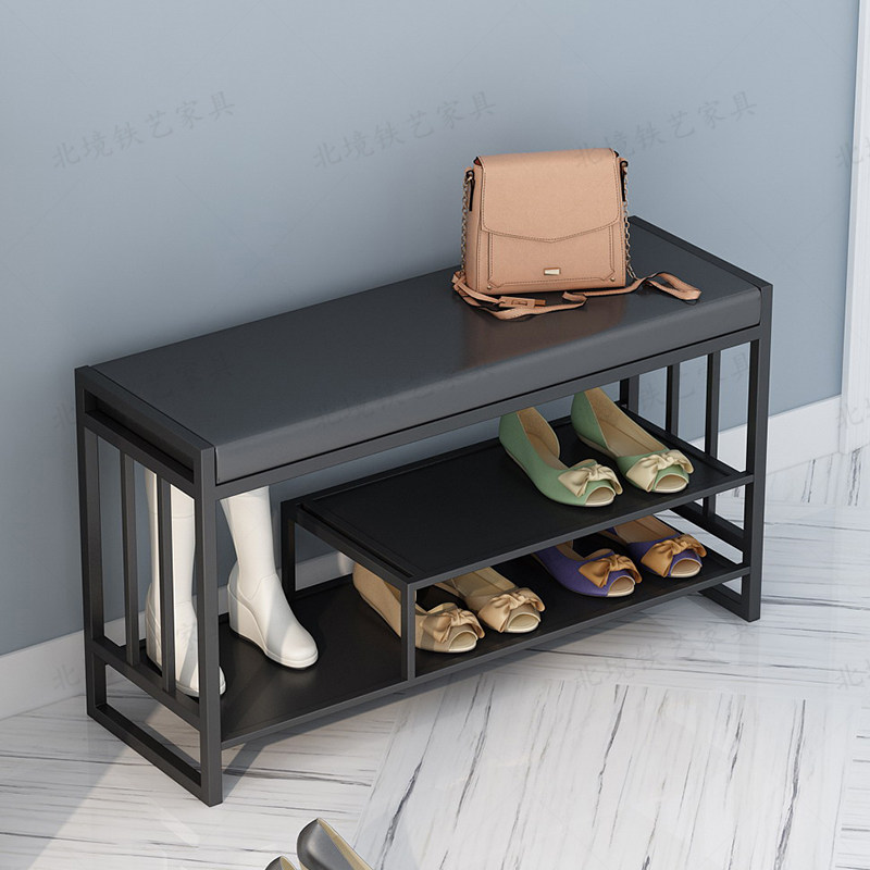 Change shoe stool home door iron art can sit shoe cabinet Nordic home wear shoe chair modern minimalist porch sofa small