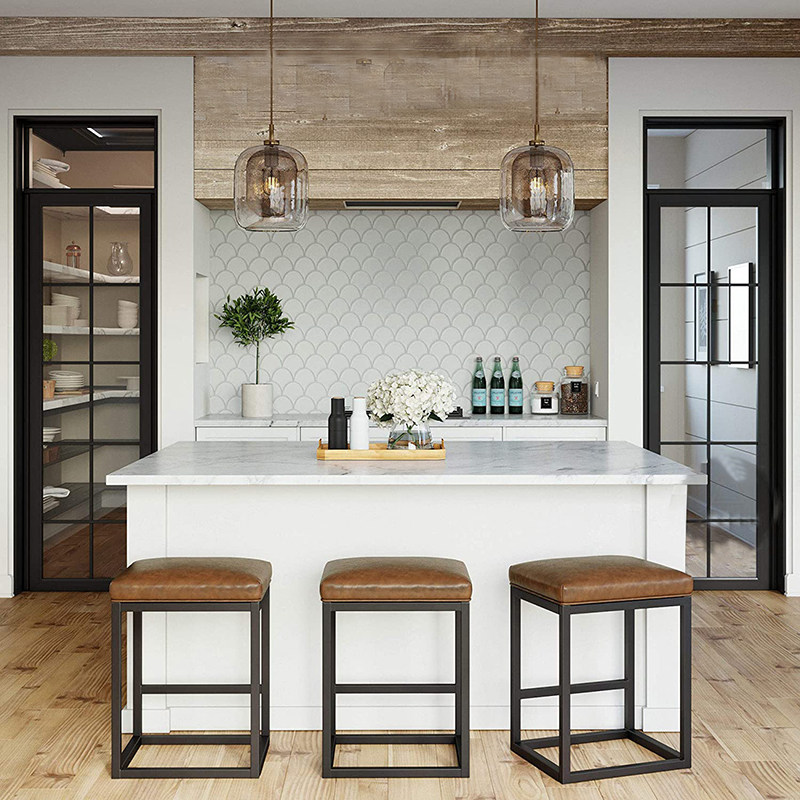 Home bar chair dining room modern minimalist high stool Nordic light luxury bar chair cafe shop leisure chair iron