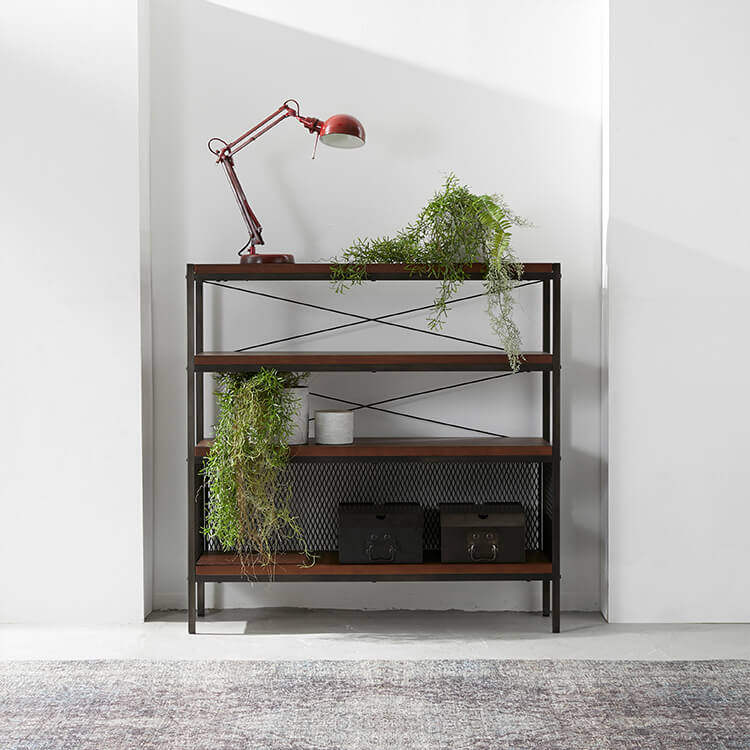 Nordic shelf simple modern floor-to-ceiling bookshelf multi-layer storage rack office display cabinet wrought iron solid wood shoe rack