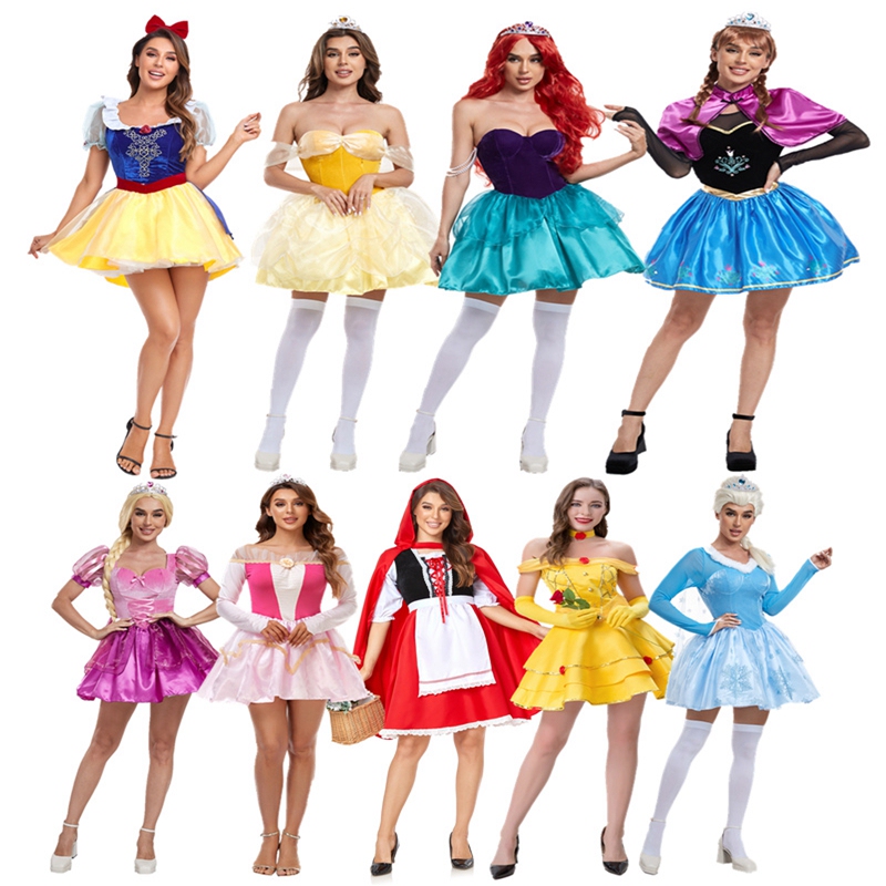 Halloween Disney Belle Snow White Dress Little Red Riding Hood Cosplay Movie Nightclub Adult Performance Costume