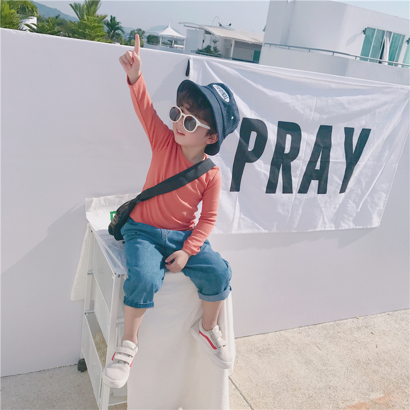 Mùa thu 2018 phong cách mới chàng trai và cô gái Hàn Quốc quần denim bé trai quần cà rốt trẻ em cotton rộng thoi trang tre em