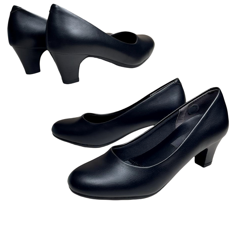 Flight Attendant Work Shoes, Soft Sole, Round Toe, Chunky Heel, Slip-On Professional Shoes, Etiquette Interview High Heels, Direct Sale Women's Shoes, Black