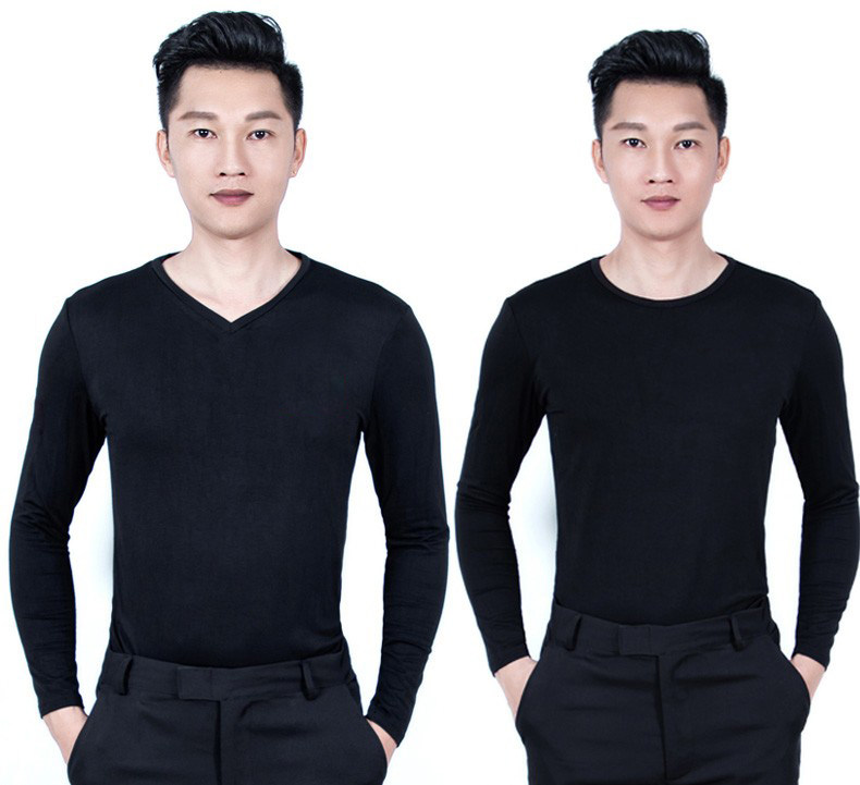 Male dance suit Latin dance modern dance national standard dance square dance suit dance practice suit national flag dance suit long sleeve top 