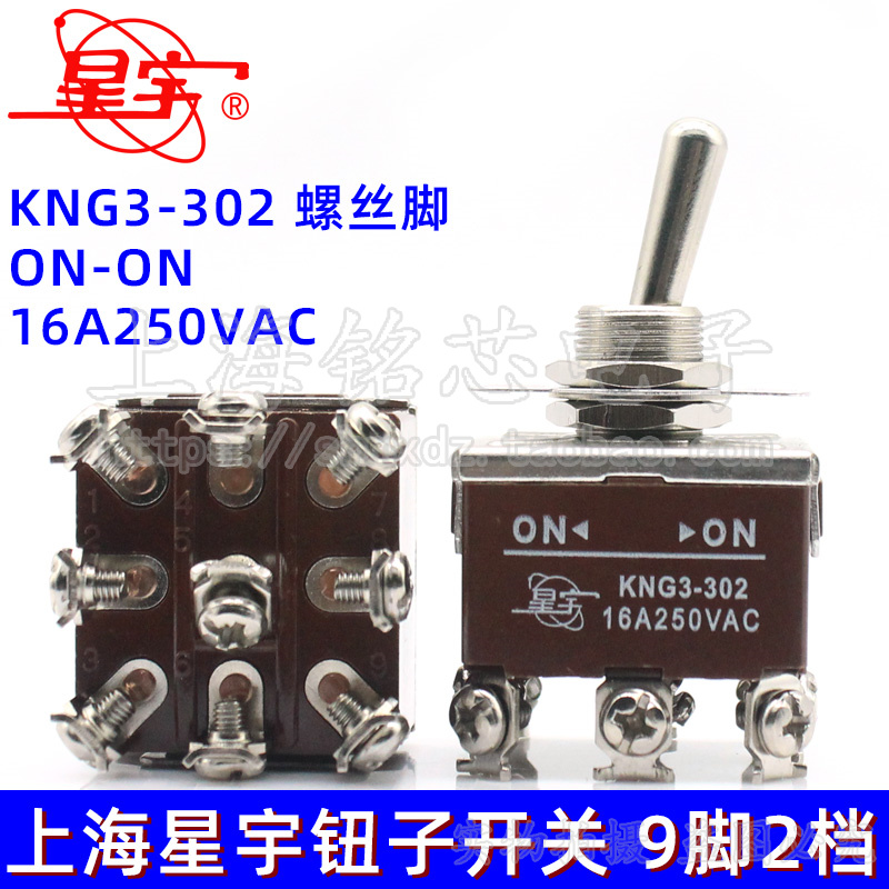 Shanghai Xingyu Button Switch KNG3-302 16A 250V 9 Feet 2 Stick Switch Screw Feet