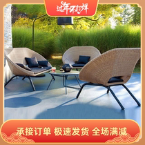 Outdoor rattan sofa combination single rattan chair balcony living room sun room rattan furniture table and chair waterproof sun protection