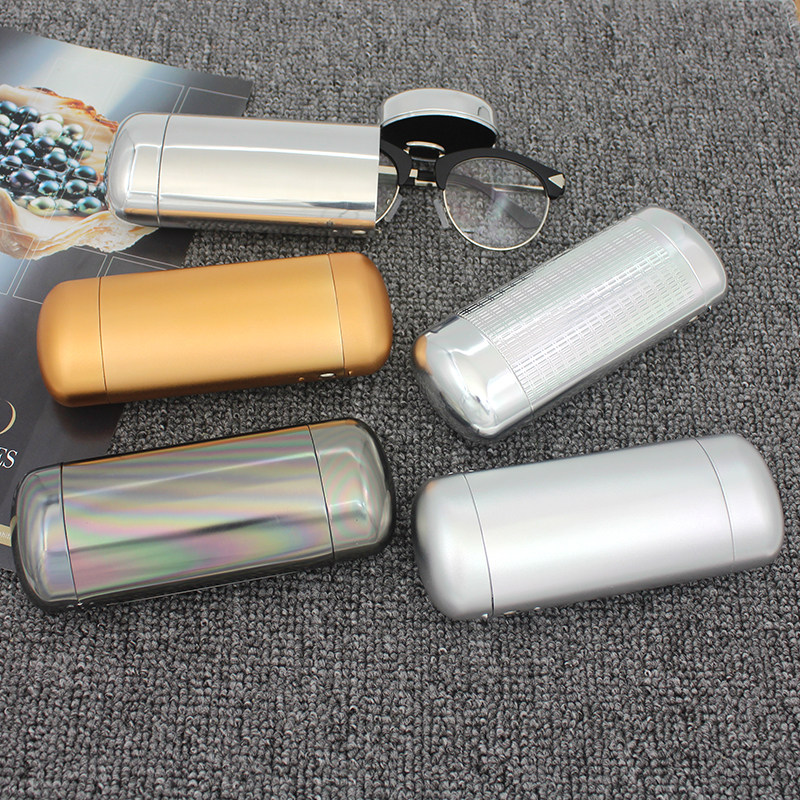 Glasses Case Men's Pure Aluminum Light Pressure Resistant Old Flowers Glasses Case Aluminum Slingshot frosted Near-view Eyelid Frame Containing box