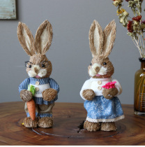 Straw animal pastoral decoration straw rabbit squirrel animal home decoration shop ornaments straw decoration rabbit