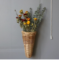 Pastoral series wall hanging flower basket rattan decoration storage hanging basket green plant fleshy flower pot dry flower basket