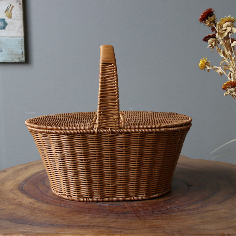 Fields Garden Wind Picnic Basket Plastic Vines Water Fruit Basket Containing Storage Basket Home Containing Gift Basket-Taobao