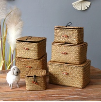 Mini storage box gift box flower arrangement flower box home decoration storage box furnishings storage box display seagrass flower basket