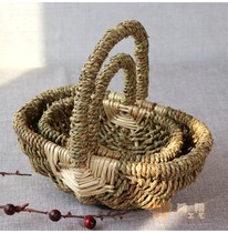Flower collection meat plant flower basket straw waterproof flowerpot flower basket rattan storage basket pure handmade flower