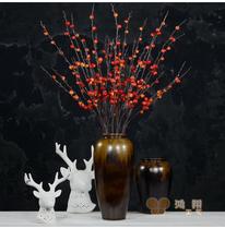 Simulated Red Berry hairy fruit small Apple Chinese ceramic vase decorative floral ornaments home decorative berries