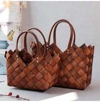 Pastoral series wood chips Hand bag hand-woven flower basket gift storage basket home decoration