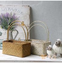 Pastoral series seaweed weaving portable flower basket gift hand storage basket home flower arrangement decoration basket