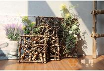 Pastoral ornaments home window display retro photography props old bark birch wooden frame box