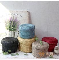 Pastoral series straw hat Straw flower basket with cover basket flower flower arrangement basket gift hand storage basket