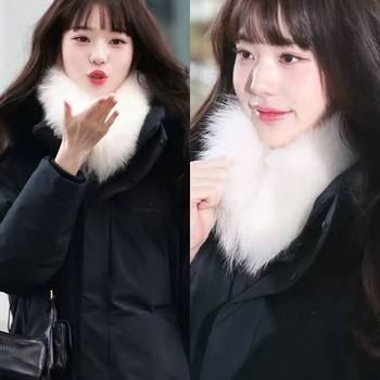 [Guxue Exclusive]Zhang Yuanying's Same Style Eco-Friendly Fox Fur Scarf for Women, Fur Collar, Warm Neck Warmer, Versatile and Stylish