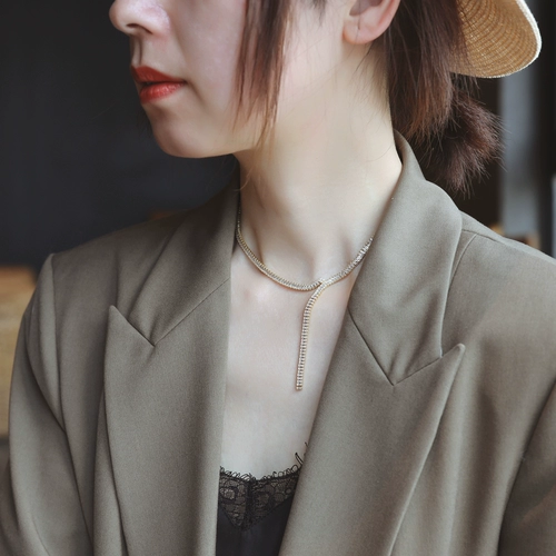 ZOXI Ожерелье, чокер, цепочка до ключиц, свадебное платье, легкий роскошный стиль, микроинкрустация, инкрустировано бриллиантами