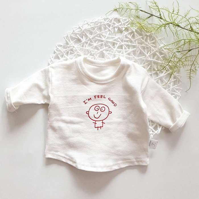 Baby cotton white T-shirt letters loose Korean ins spring and autumn infant and young children's clothes men and women baby bottoming shirt tops