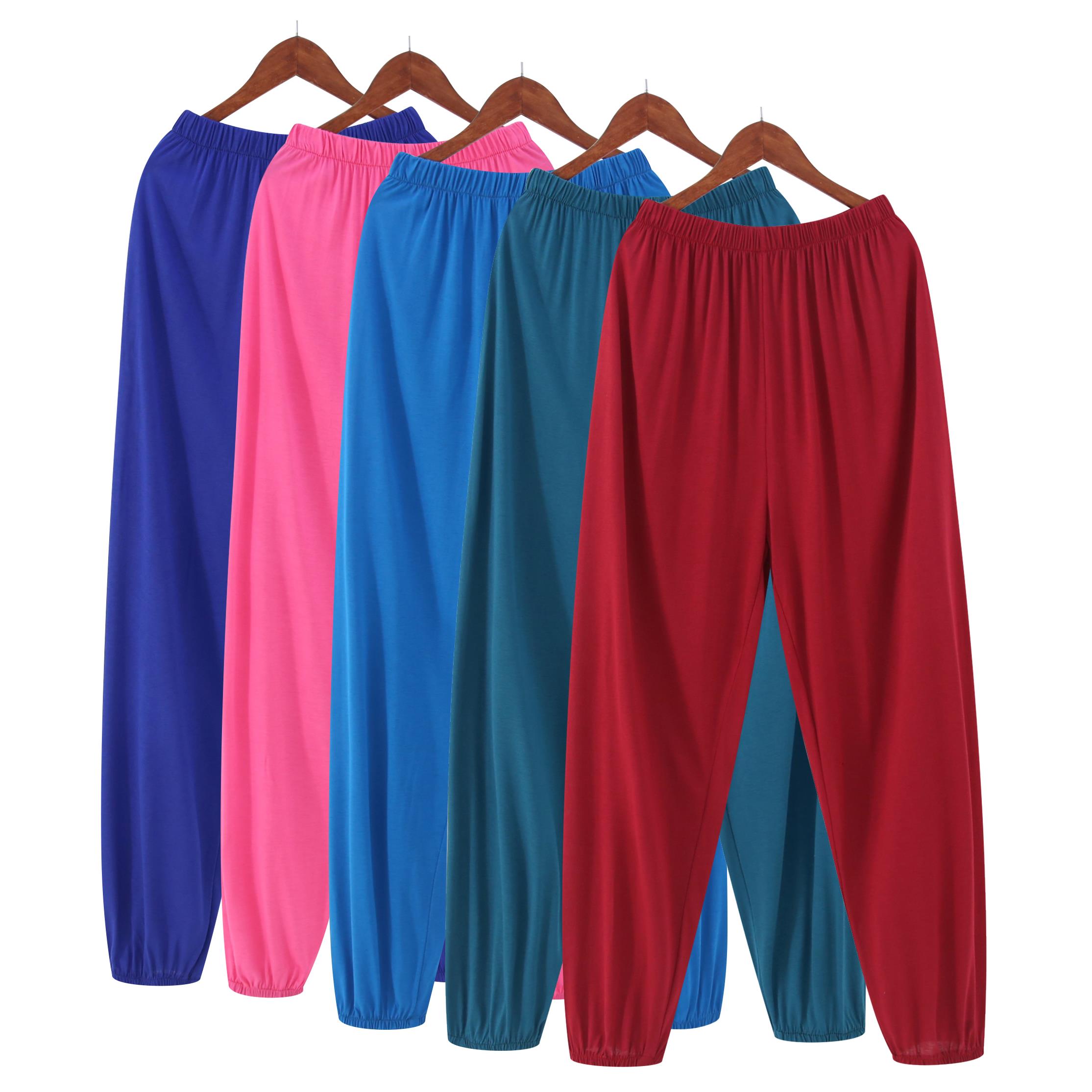 Modale long pants summer thin with loose high waist and gattening living-room light cage pants large size for men's home morning practice pants