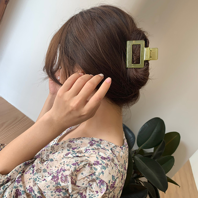 Korean ins hairpin female net red retro simple geometric square wild plate hair clip back head bath headwear
