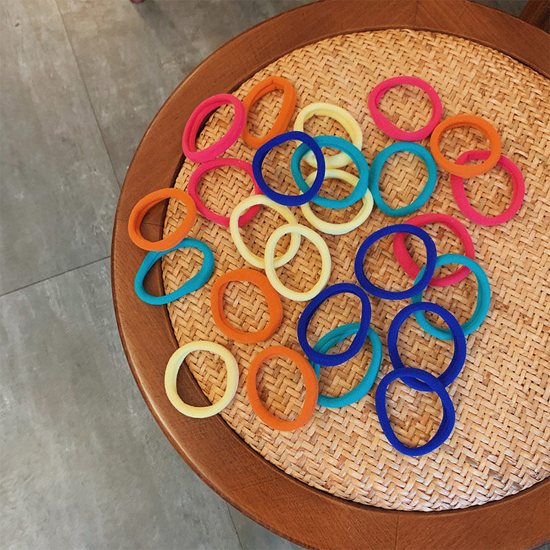 25 packs ~ weaving net red ins candy color basic rubber band simple girl hair circle head rope tie hair accessories set