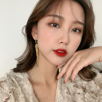 Superfairy sequin Exaggerated Earrings Woman Temperament South Korea Long Web Red s925 Silver Needle Anti-Allergy Earrings Wave Man and America