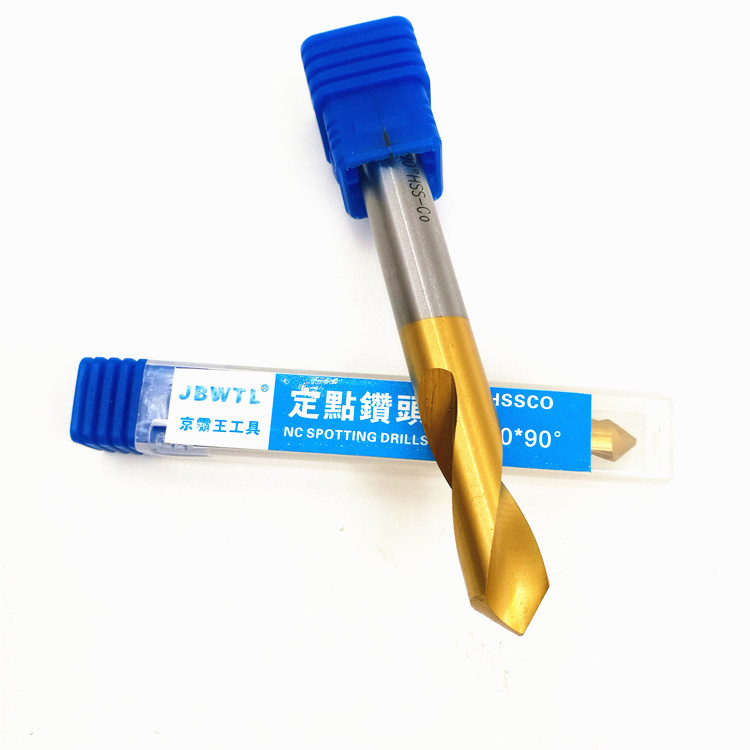 90 degree fixed-point drill NC extended centering drill Straight shank titanium-plated cobalt-containing fixed-point drill Coated high cobalt chamfered center drill