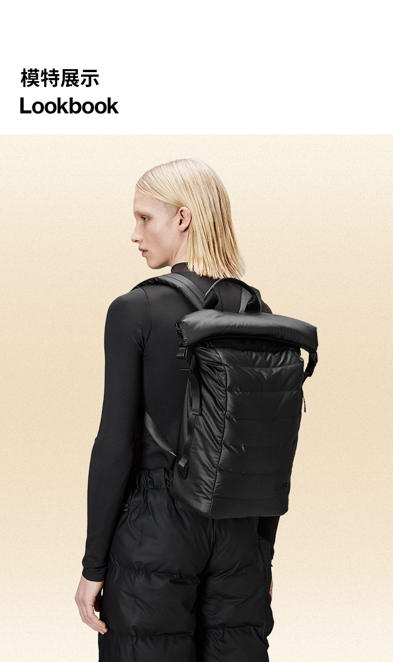 рюкзак rains 户外防水后揹包 软垫卷口肩包bator puffer backpack/14600