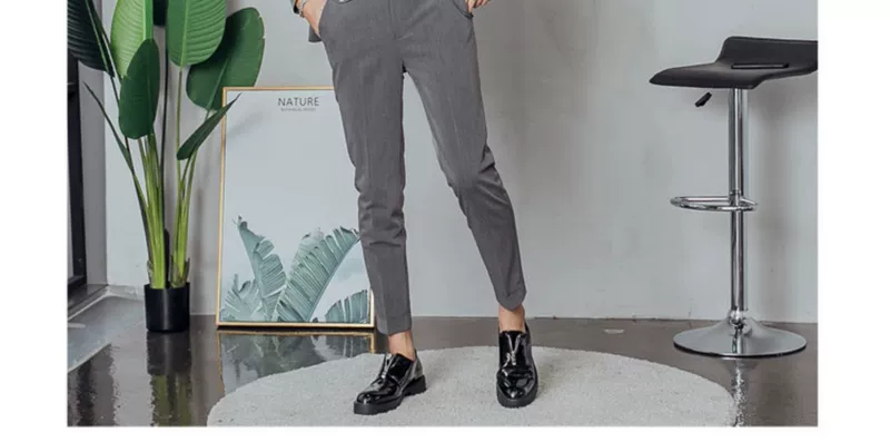 Mùa xuân quần lửng nam 9 điểm mỏng phiên bản Hàn Quốc của xu hướng quần ống rộng chín điểm thẳng quần nam phù hợp với quần âu - Suit phù hợp