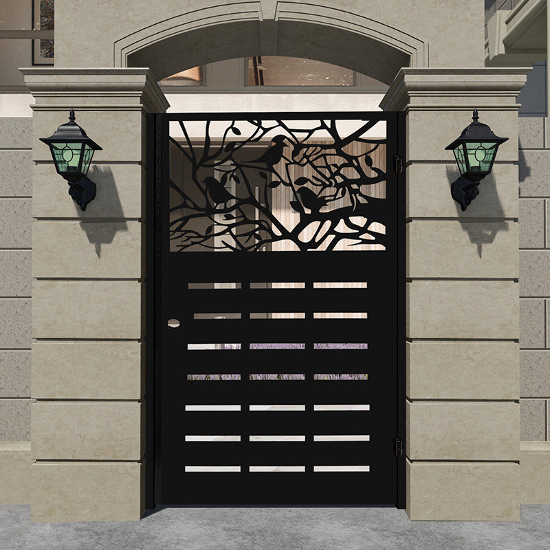 Iron Art Courtyard Door Custom Engraving Outdoor Eu Style Villa Countryside Single Double Open Doors doors Garden entrance fence door 