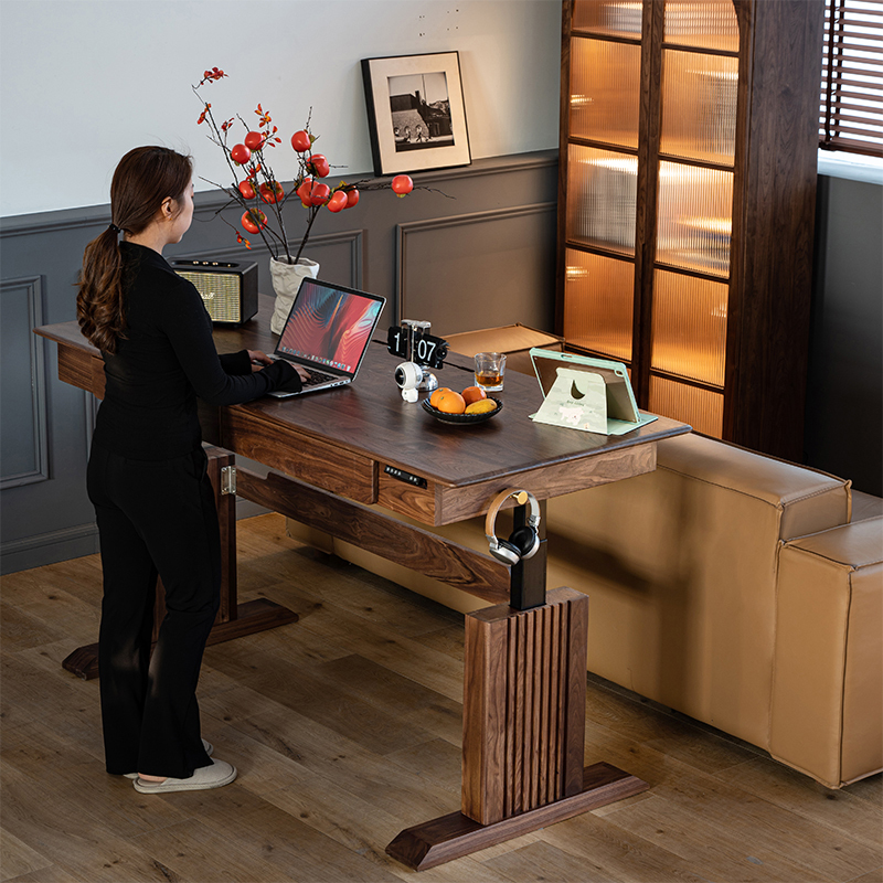 North American Black Walnut Electric Lift Desk, All Solid Wood Office Desk, Computer Desk, Liftable Workbench, Study Desk North American Black Walnut Electric Lift Desk, All Solid Wood Office Desk, Computer Desk, Liftable Workbench, Study Desk