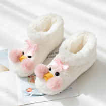 Cotton slippers hyaluronic acid duck female winter home cute plush thick bottom waterproof non-slip bag with indoor ladies slippers