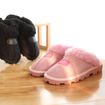 Foreign trade original single high-grade winter thick warm slippers female wool thick-soled cotton slippers non-slip home slippers shoes