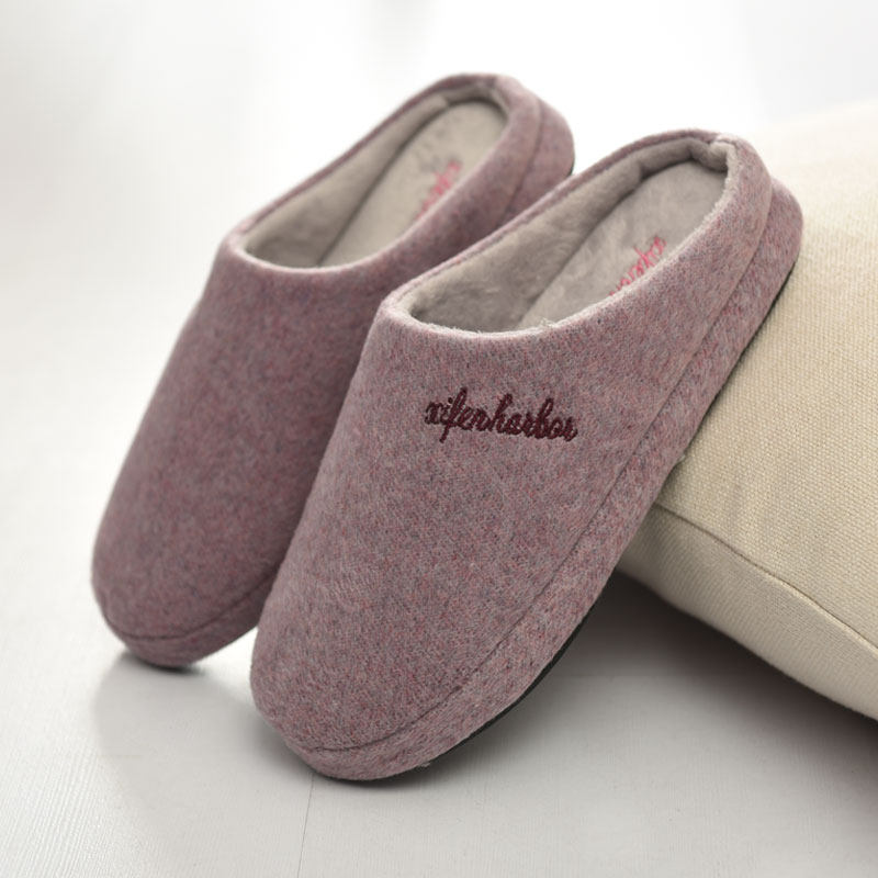 Cotton slippers men half bag heel thick home in winter thickening indoor anti-slippers warm old man winter home slippers