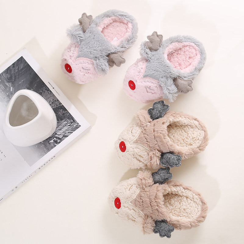 Wood floor slippers winter silent silent soft bottom room warm and cute cotton slippers female bedroom plus-size slippers house