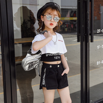 Girls fashionable suit 2021 New Korean version of the big children trend summer dress foreign children Net red three-piece summer