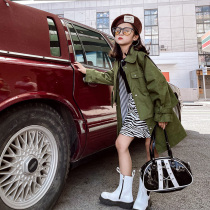 Childrens wind clothes Two sets of spring autumn new girls mid-length belt jacket boy Yinglun Wind Fashionable Suit Tide