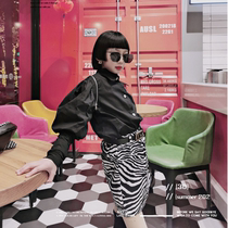 Girl Net Red Fried Street Suit New Children Walk Show Zebra Short Dress Trendy Design Sensation Shirt Two Sets Eben