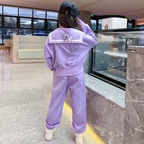 Childrens Clothing Casual Suit 2022 Spring Dress New Kids Academy Wind CUHK Cartoon Kitty Jacket Pants Two Sets