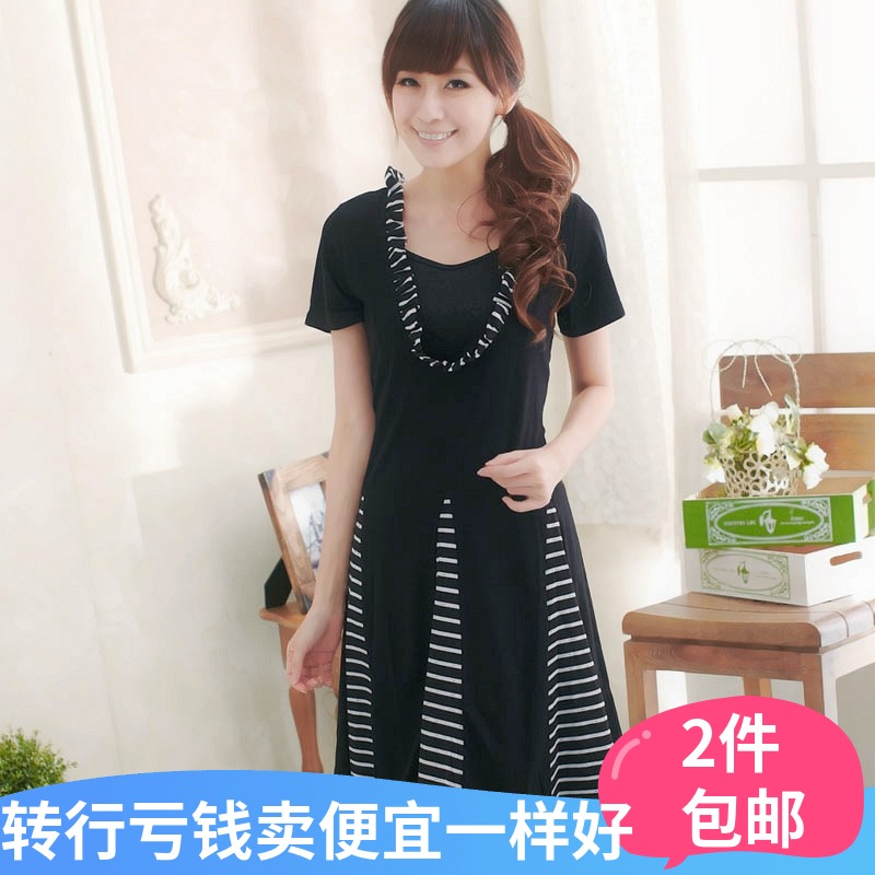 Breastfeeding Sleeping Dress Summer Postnatal Breastfeeding Out Loose Pure Cotton Pregnant Pregnant Woman Breastfeeding Summer Clothes Spicy Moms Short Sleeves