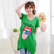 Lactation Blouses Summer Fashion Out to feed Milk Clothes Pure Cotton Blouses Short Sleeve Tidal Moms Slim pure cotton breast-feeding T-shirt Summer