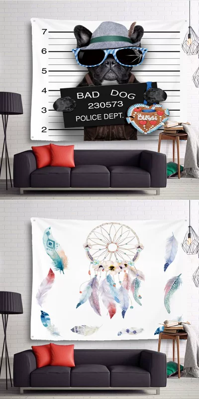 Nền vải in động vật phim hoạt hình treo tấm thảm treo tường phong cách Bắc Âu tối giản thực vật phòng ngủ trang trí phòng khách vải thảm thổ cẩm