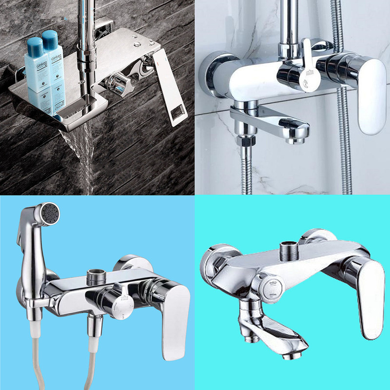 Copper Bathroom Concealed Three-Function Bathtub Shower Large Showerhead Mixing Valve Hot and Cold Water Faucet Valve Set Accessories