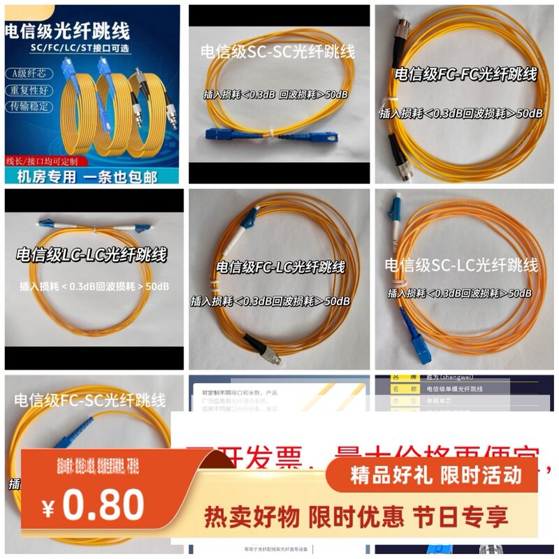 Telecom-Grade Fiber Optic Patch Cord Sc-Fc-Lc Single-Mode Large Square to Round to Small Square Head Single/Double Head Patch Cord