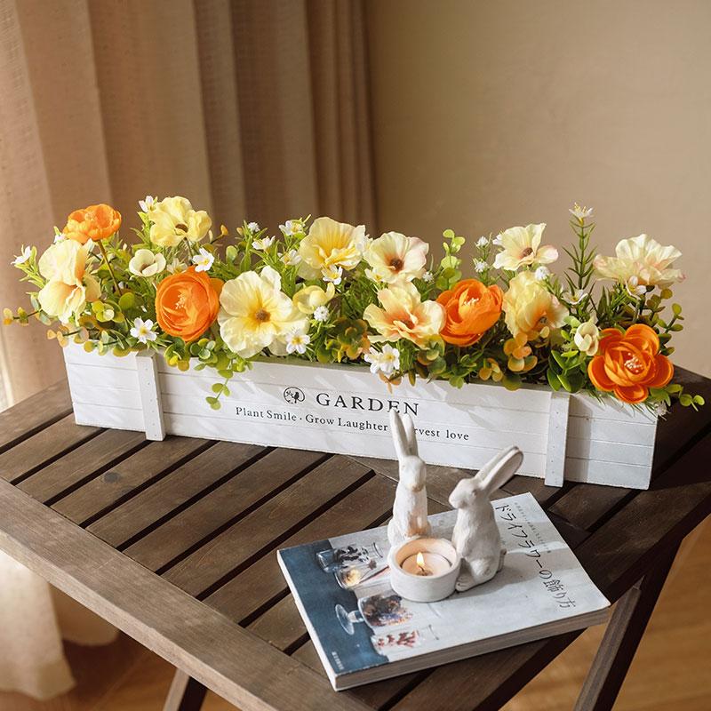 Artificial Plant Potted Phalaenopsis Set Indoor Fake Green Plant Fence Pot Decoration Flower Fake Plant Set Ornament