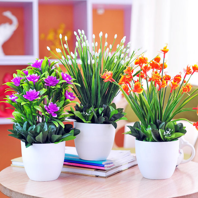 Butterfly Orchid Green Plant Potted Artificial Flower Plastic Flower Silk Flower Set Decoration Fake Flower Potted Flower Lotus Bonsai